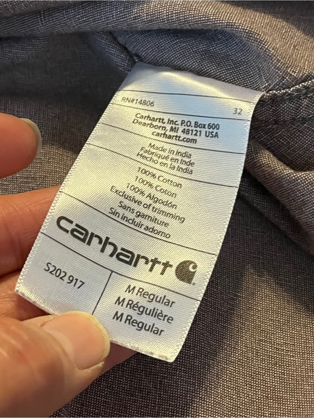 Carhartt Men’s M Relaxed Fit Taupe Button Front Work Shirt - Picture 5 of 8